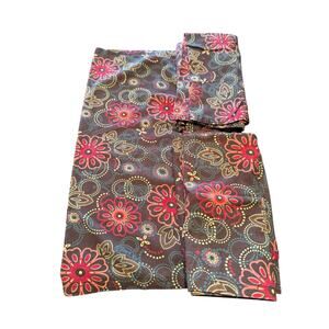 Pier 1 Imports 6 100% Cotton Cloth Brown Floral Square Dinner Napkins